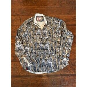 7 Downie St London Couture Shirt Men’s Medium (4) Button Up Designer Print Flip